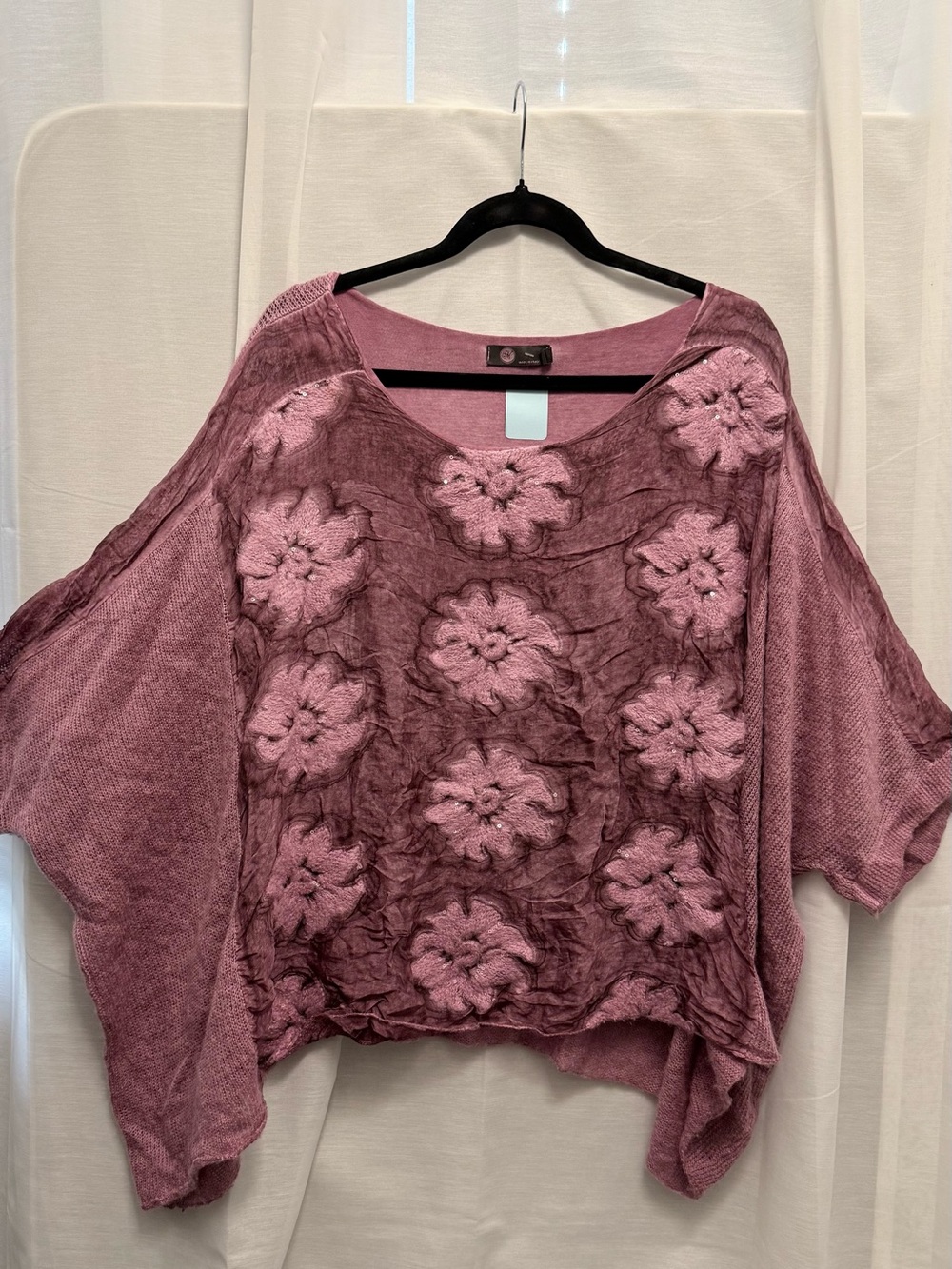 Italian Mohair and Silk Rose Poncho